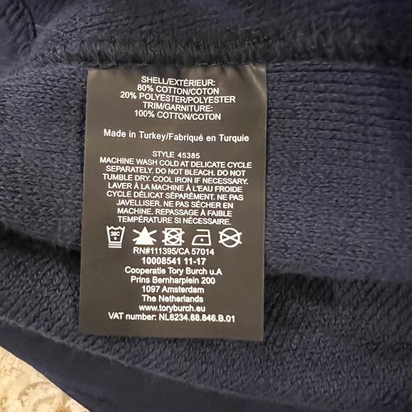 NWT Tory Burch Navy Josie Terry Cloth W/Gold Accent Shorts - SIZE  8 - Picture 10 of 10